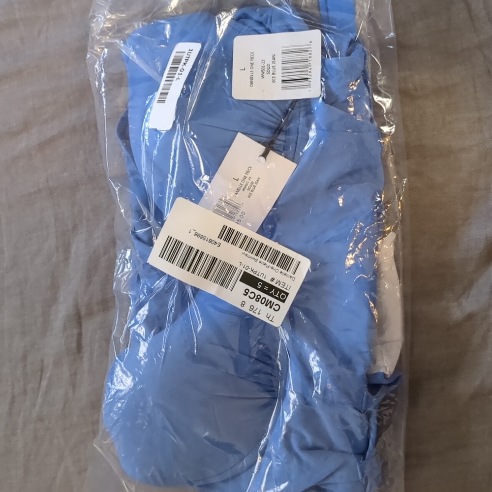 WeWoreWhat Danielle Belted One Piece Swimsuit Jean Blue - Picture 4 of 5
